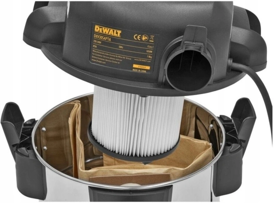 Строительный пылесос DeWalt DXV30SAPTA 750Вт (уборка: сухая/влажная/выдув/сбор воды) серебристый — миниатюра 2