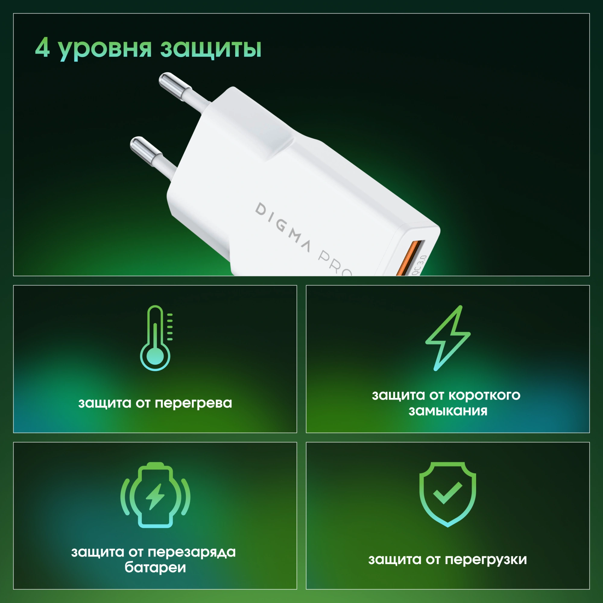 Сетевое зар./устр. Digma Pro DPW2A 20W 3A (PD+QC) USB-C/USB-A универсальное белый (DPW2A2GX11WH) — миниатюра 5