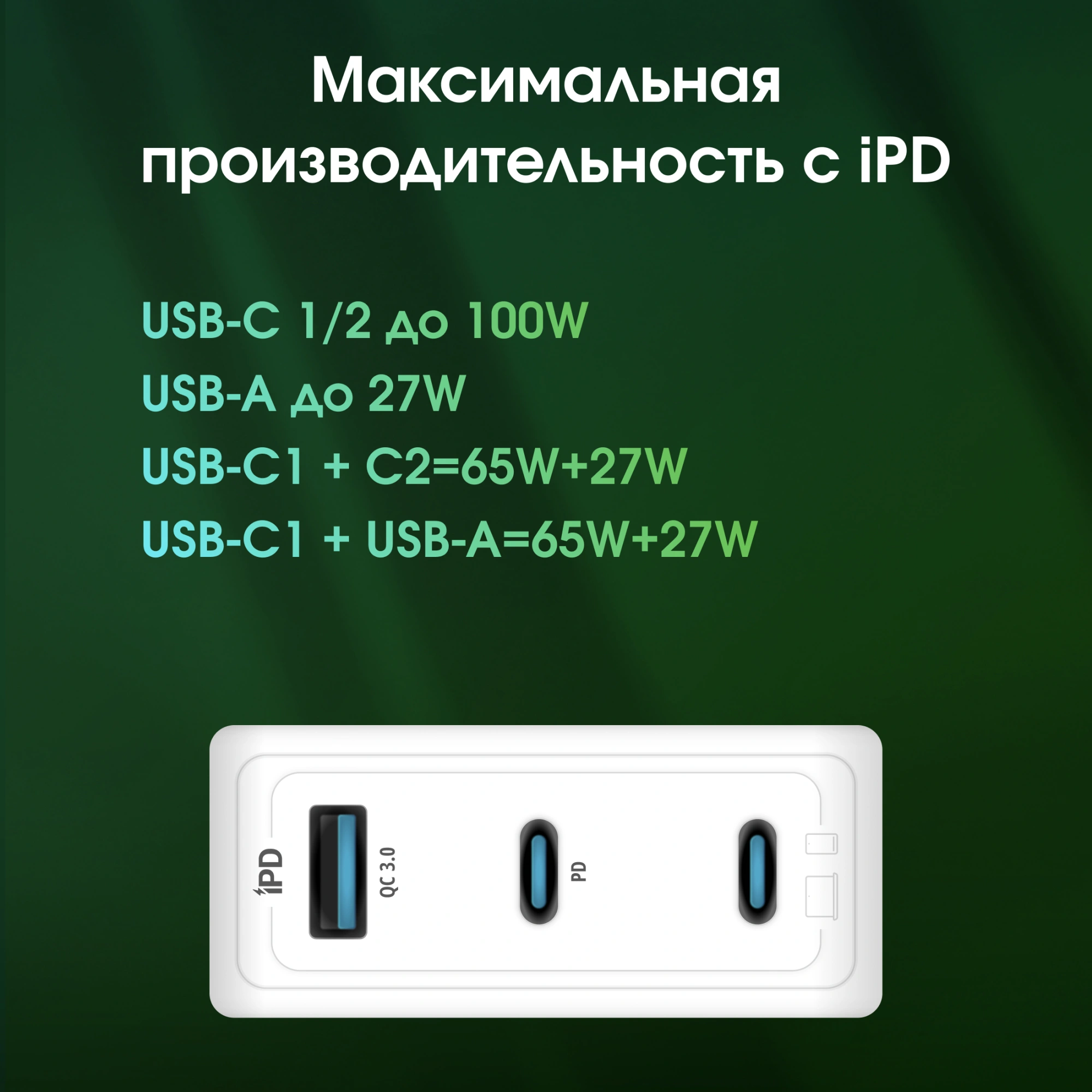 Сетевое зар./устр. Digma Pro DPW10C 100W 5A (PD+QC) 2хUSB-C/USB-A универсальное белый (DPW1С0G012WH) — миниатюра 10