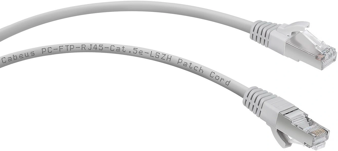 Патч-корд Cabeus PC-FTP-RJ45-CAT.5E-3M-LSZH F/UTP RJ-45 вил.-вилка RJ-45 кат.5E 3м серый LSZH — миниатюра 2