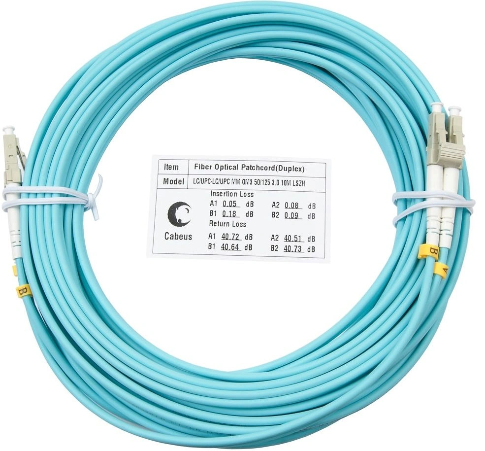 Патч-корд Cabeus FOP-50-LC-LC-20M 2x50/125 OM3 LC дуплекс-LC дуплекс 20м LSZH бирюзовый — фото 1