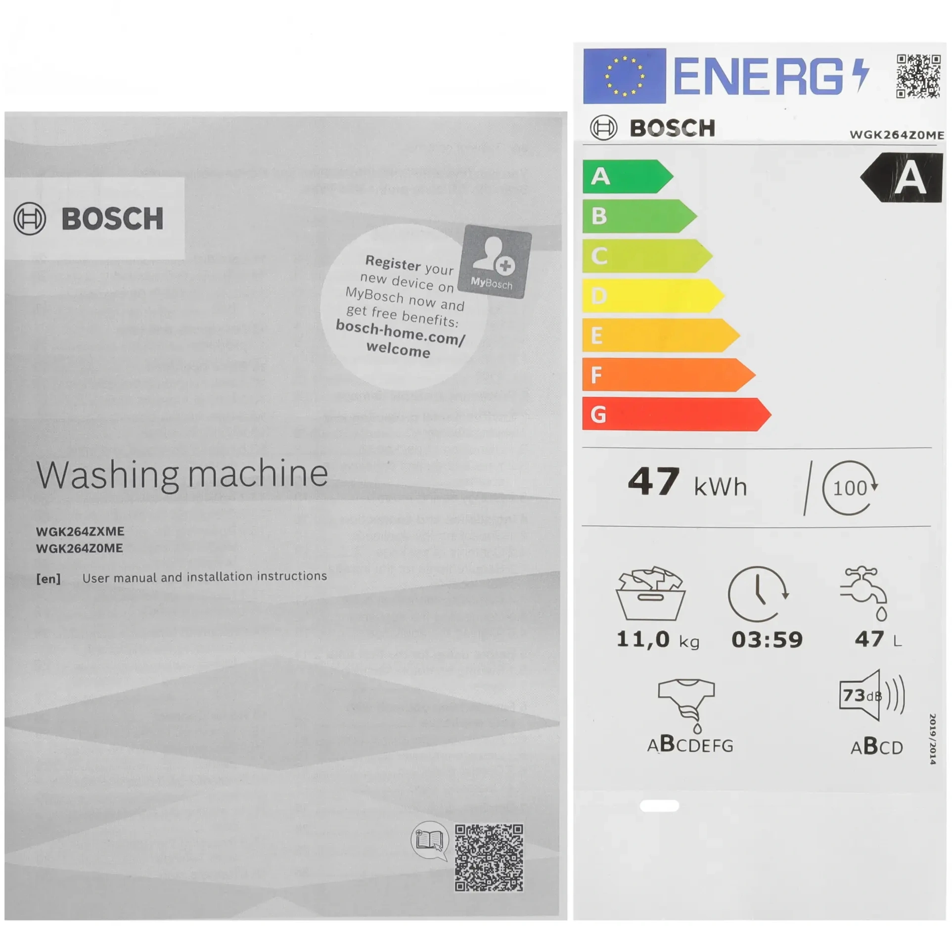 Стиральная машина Bosch Serie 6 WGK264Z0ME пан.англ. загр.фронтальная макс.:11кг белый инвертор — миниатюра 8