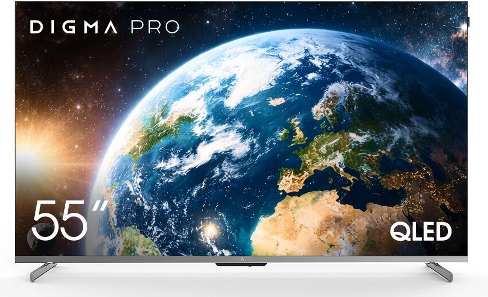 Телевизор QLED Digma Pro 55" QLED 55D Google TV Frameless черный графит/черный 4K Ultra HD 144Hz MEMC DVB-T DVB-T2 DVB-C DVB-S DVB-S2 USB WiFi Smart TV — фото 1