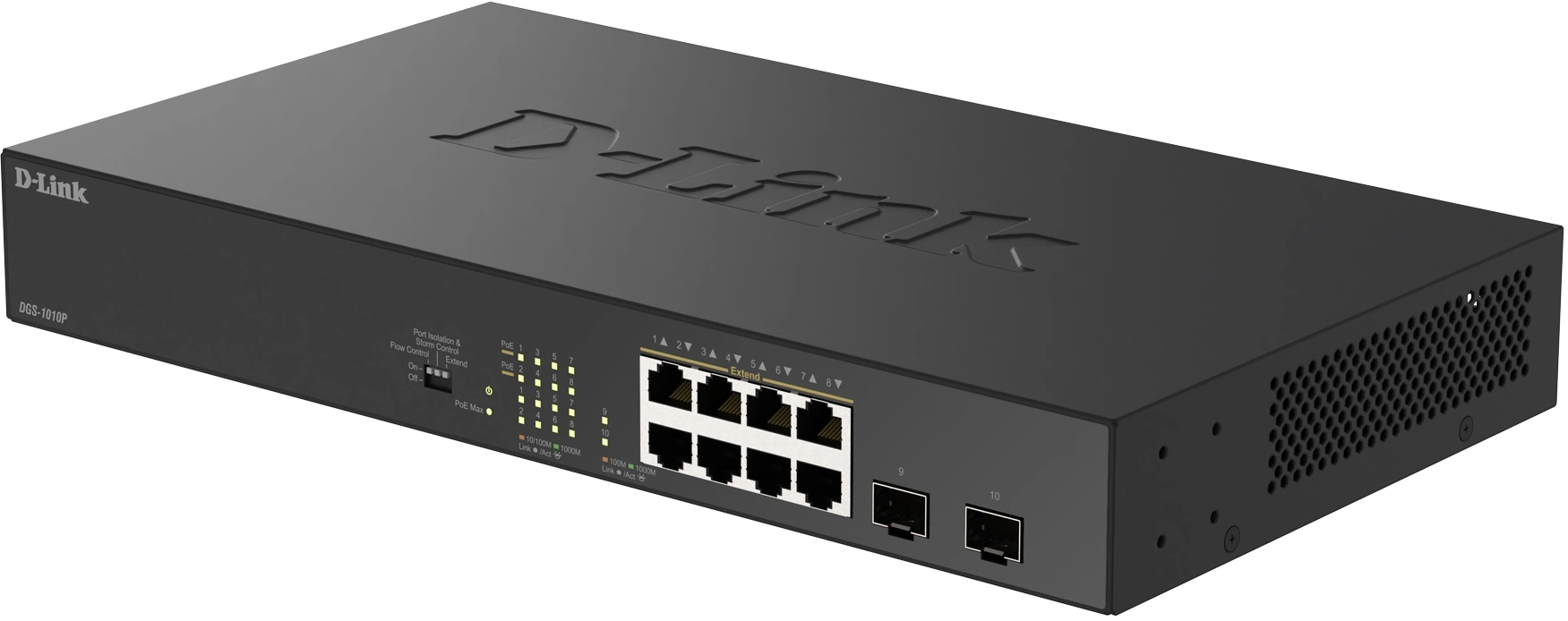 Коммутатор D-Link DGS-1010P/B1A (L2) 8x1Гбит/с 2SFP 8PoE 8PoE+ 125W неуправляемый — миниатюра 3