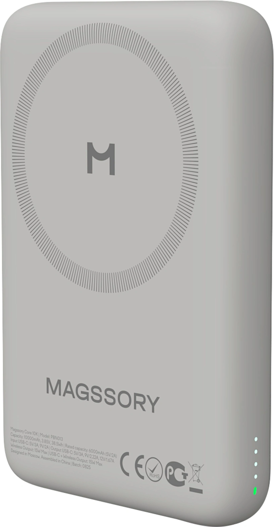 Мобильный аккумулятор Magssory PBN013t 10000mAh QC/PD 15W 3A USB-C беспров.зар. титановый — миниатюра 3
