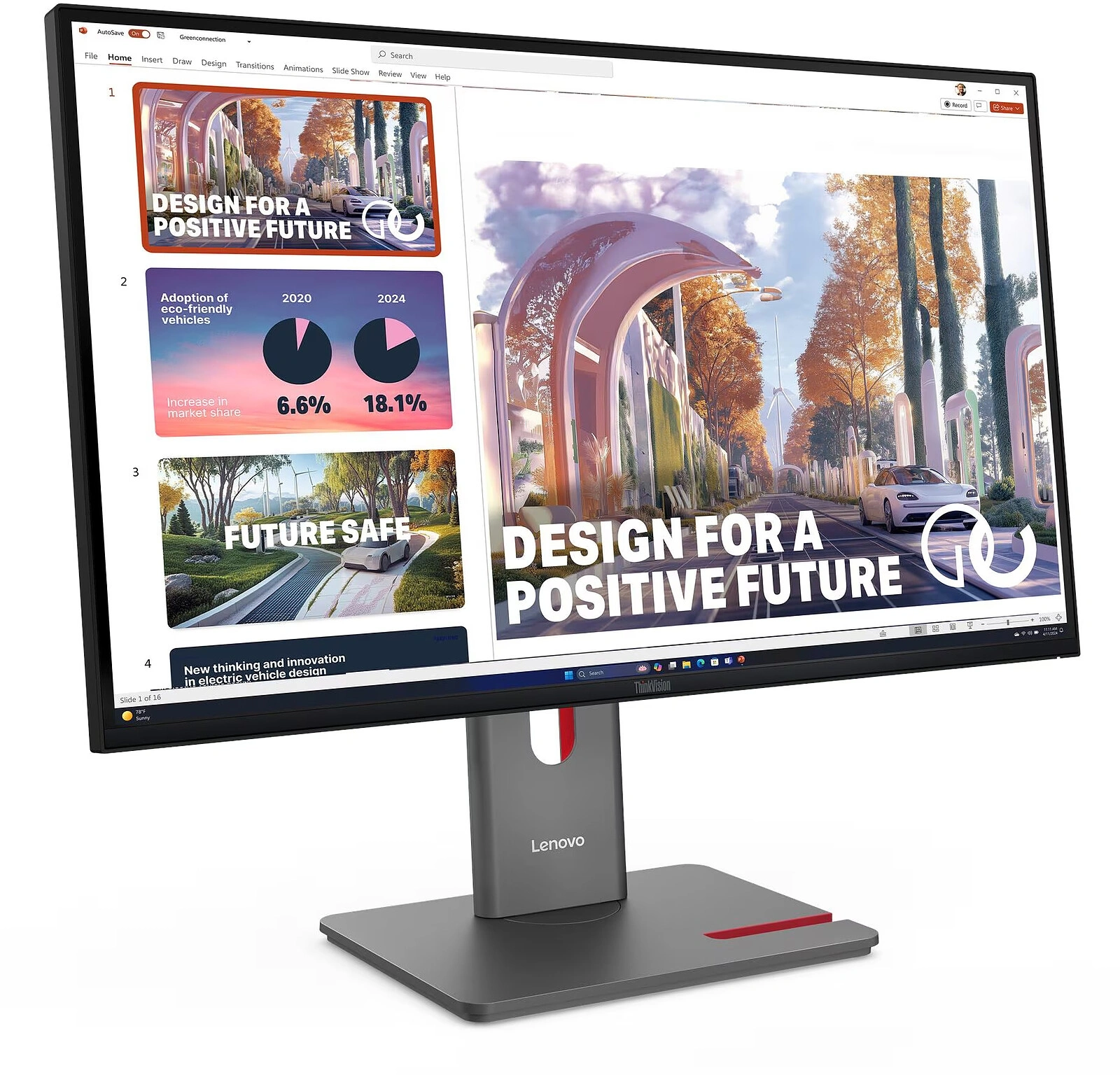 Монитор Lenovo 27" ThinkVision P27QD-40 черный IPS LED 4ms 16:9 HDMI матовая HAS Piv 350cd 178гр/178гр 2560x1440 120Hz DP QHD USB 6.8кг — миниатюра 3
