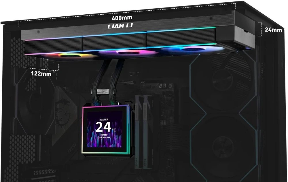 Система водяного охлаждения Lian-Li HydroShift II LCD-S 360CL ARGB Soc-AM5/AM4/1700/1851 черный 4-pin 30dB Al LCD Ret (G89.GHS2LCDS36CB.R0) — миниатюра 2