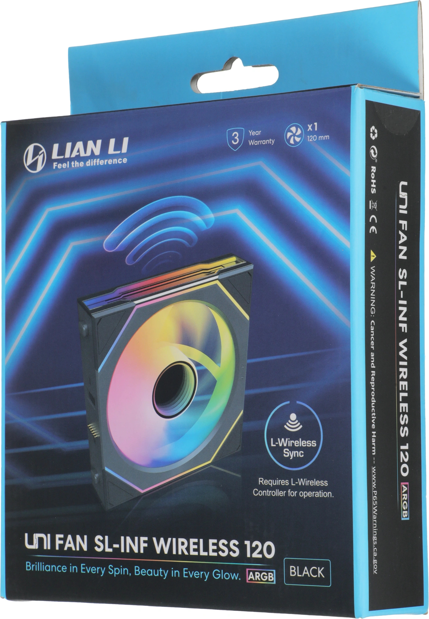 Вентилятор для корпуса Lian-Li Uni Fan SL-INF Wireless 120 ARGB 120х122.1x28 черный 4-pin 29.2дБ (G99.12SLIN1W1B.R0) Ret — миниатюра 16