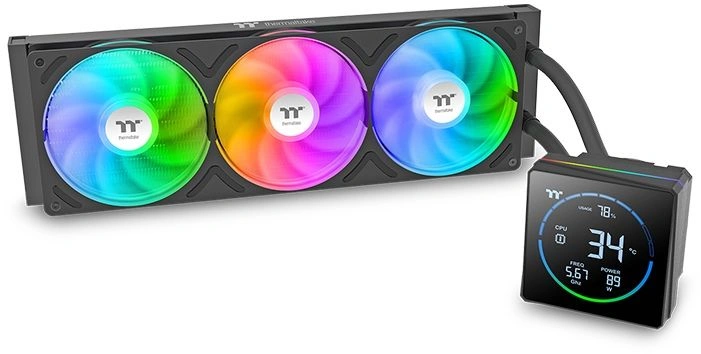 Система водяного охлаждения Thermaltake TH360-S V3 ARGB Soc-AM5/AM4/1200/1700/1851 черный 4-pin 37.8dB Al LCD 365W Ret (CL-W470-PL12SW-A) — фото 1