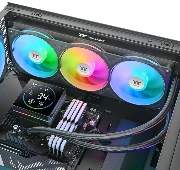 Система водяного охлаждения Thermaltake TH360-S V3 ARGB Soc-AM5/AM4/1200/1700/1851 черный 4-pin 37.8dB Al LCD 365W Ret (CL-W470-PL12SW-A) — миниатюра 5