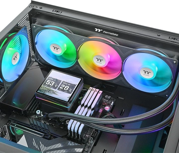 Система водяного охлаждения Thermaltake TH360 V3 Ultra ARGB Soc-AM5/AM4/1200/1700/1851 черный 4-pin 37.8dB Al LCD 365W Ret (CL-W474-PL12SW-A) — миниатюра 5