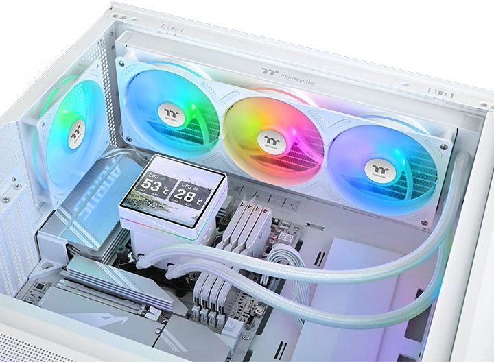 Система водяного охлаждения Thermaltake TH360 V3 Ultra Snow ARGB Soc-AM5/AM4/1200/1700/1851 белый 4-pin 37.8dB Al LCD 365W Ret (CL-W476-PL12SW-A) — миниатюра 5