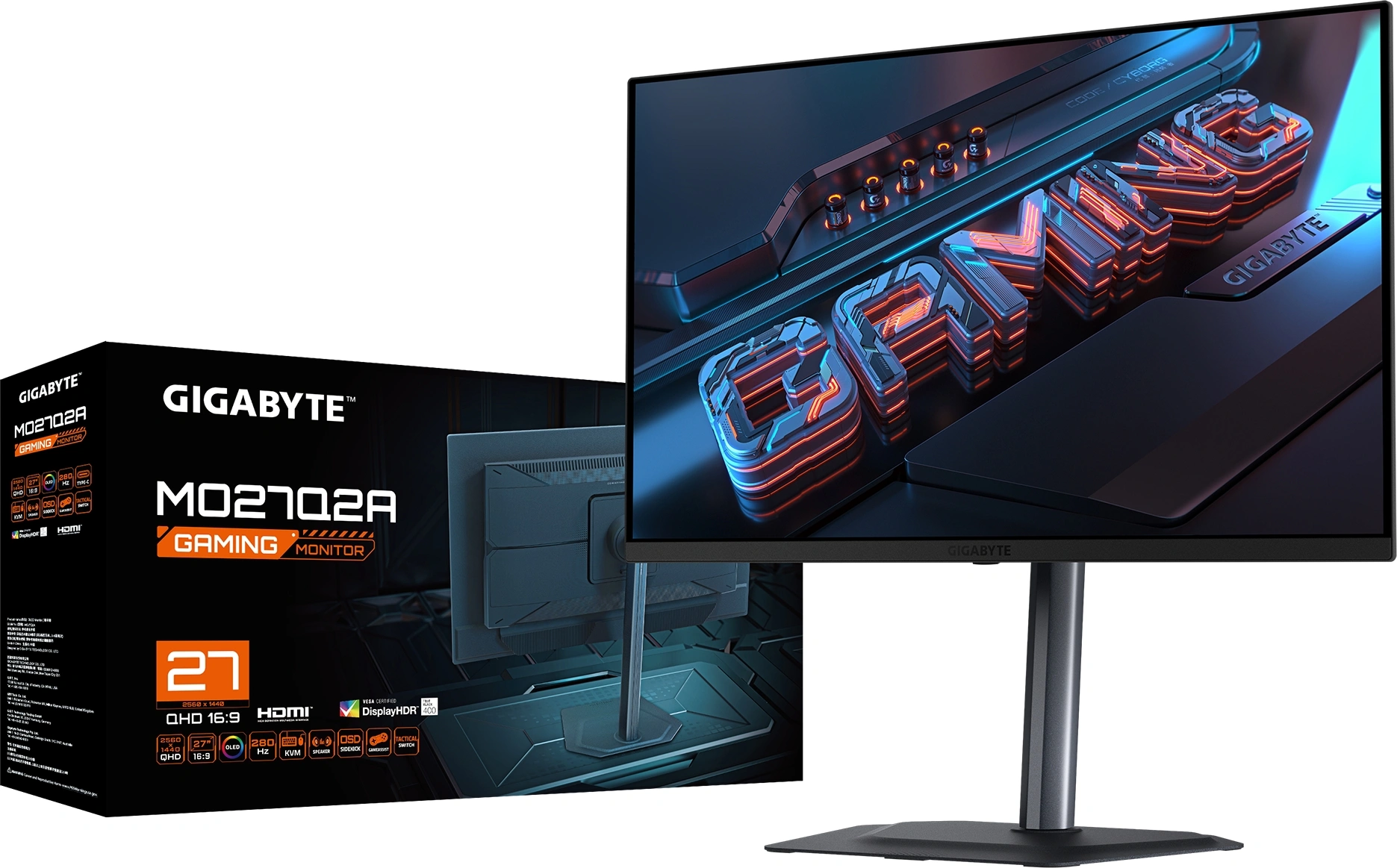 Монитор Gigabyte 26.5" MO27Q2A черный QD OLED LED 16:9 HDMI M/M матовая HAS Piv 1500000:1 1000cd 178гр/178гр 2560x1440 280Hz G-Sync FreeSync Premium Pro DP Quad 2K (1440p) USB 6.09кг — миниатюра 7