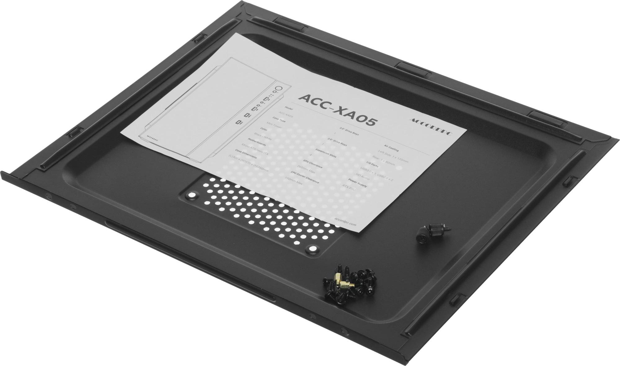 Корпус Accord ACC-XA05 черный без БП mATX 1x80mm 1x120mm 2xUSB2.0 1xUSB3.0 audio bott PSU — миниатюра 10