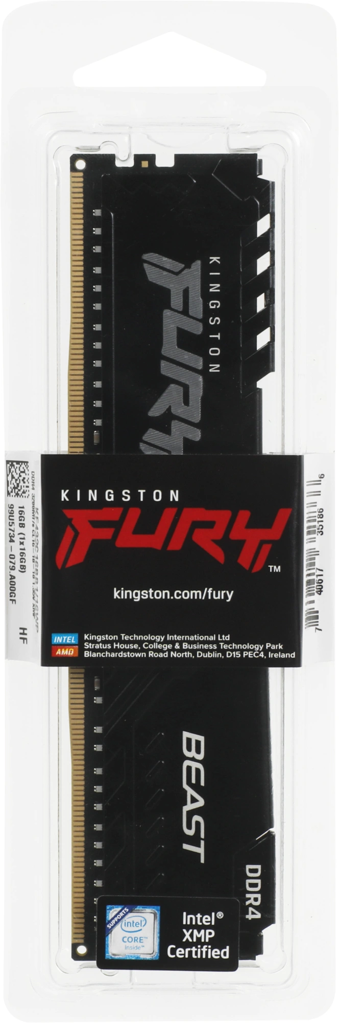 Память DDR4 16GB 3200MHz Kingston KF432C16BB1/16WP Fury Beast Black RTL Gaming PC4-25600 CL16 DIMM UDIMM 288-pin 1.35В dual rank с радиатором Ret — миниатюра 2