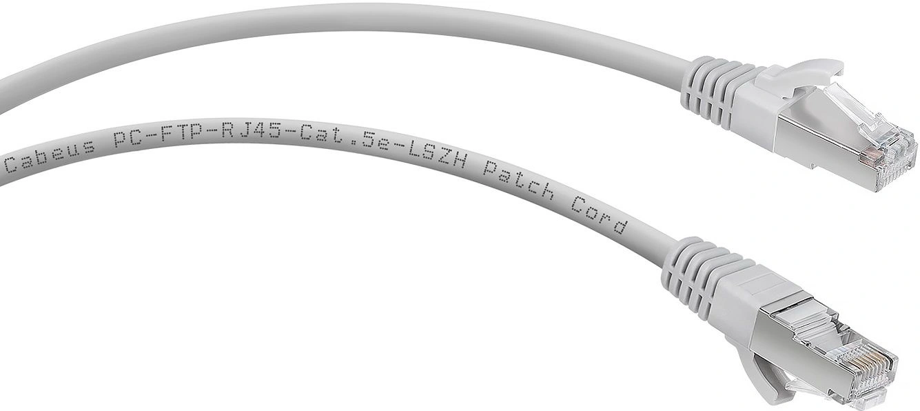 Патч-корд Cabeus PC-FTP-RJ45-CAT.5E-1M-LSZH F/UTP RJ-45 вил.-вилка RJ-45 кат.5E 1м серый LSZH — миниатюра 2
