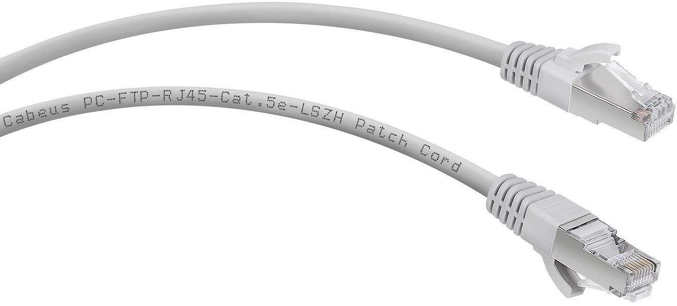 Патч-корд Cabeus PC-FTP-RJ45-CAT.5E-5M-LSZH F/UTP RJ-45 вил.-вилка RJ-45 кат.5E 5м серый LSZH — миниатюра 2