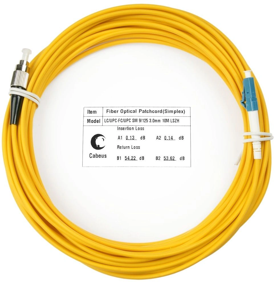 Патч-корд Cabeus FOP(S)-9-LC-FC-15M 1x9/125 OS2 LC-FC 15м LSZH желтый — фото 1
