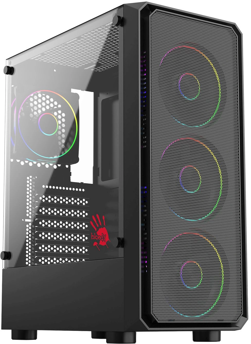 Корпус Bloody CC-126 черный без БП ATX 8x120mm 2xUSB2.0 1xUSB3.0 audio bott PSU — фото 1