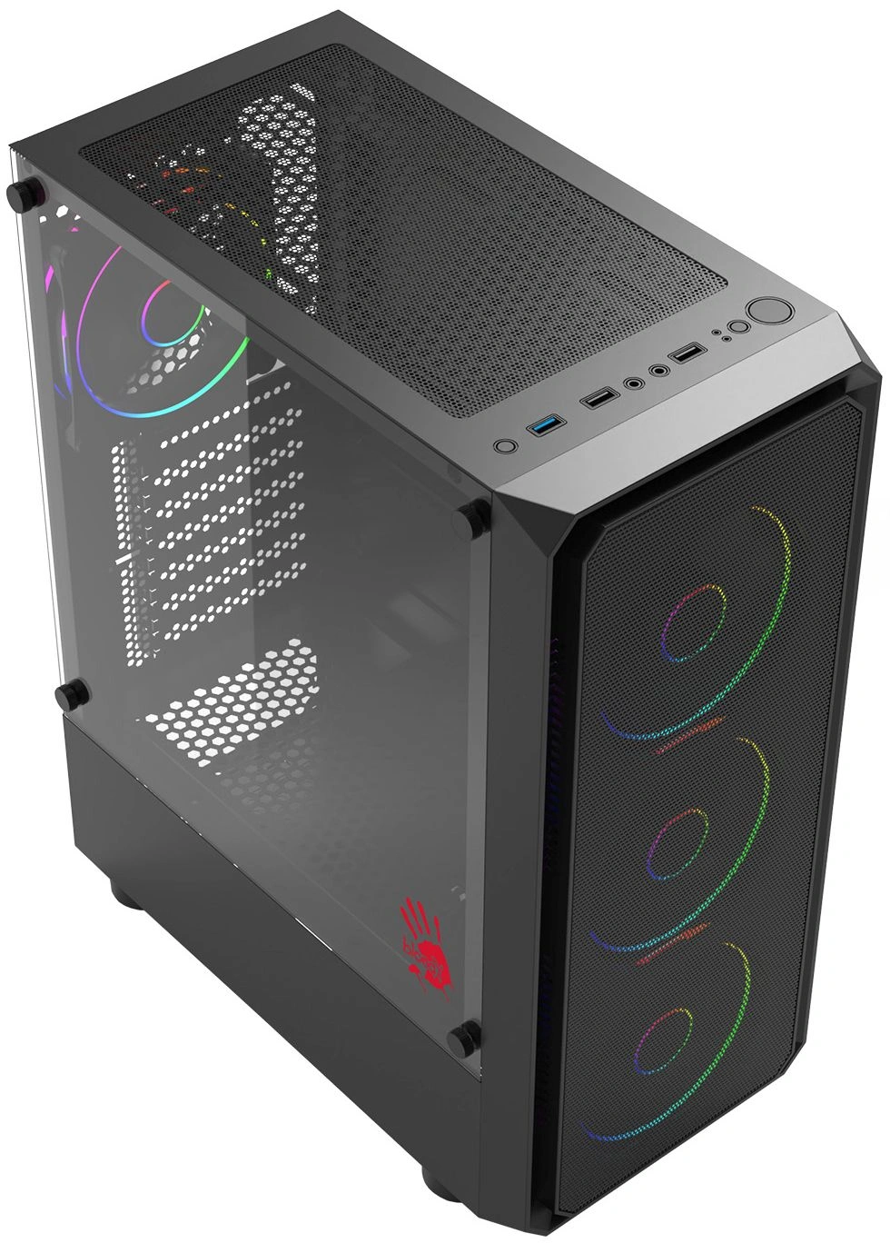 Корпус Bloody CC-126 черный без БП ATX 8x120mm 2xUSB2.0 1xUSB3.0 audio bott PSU — миниатюра 5
