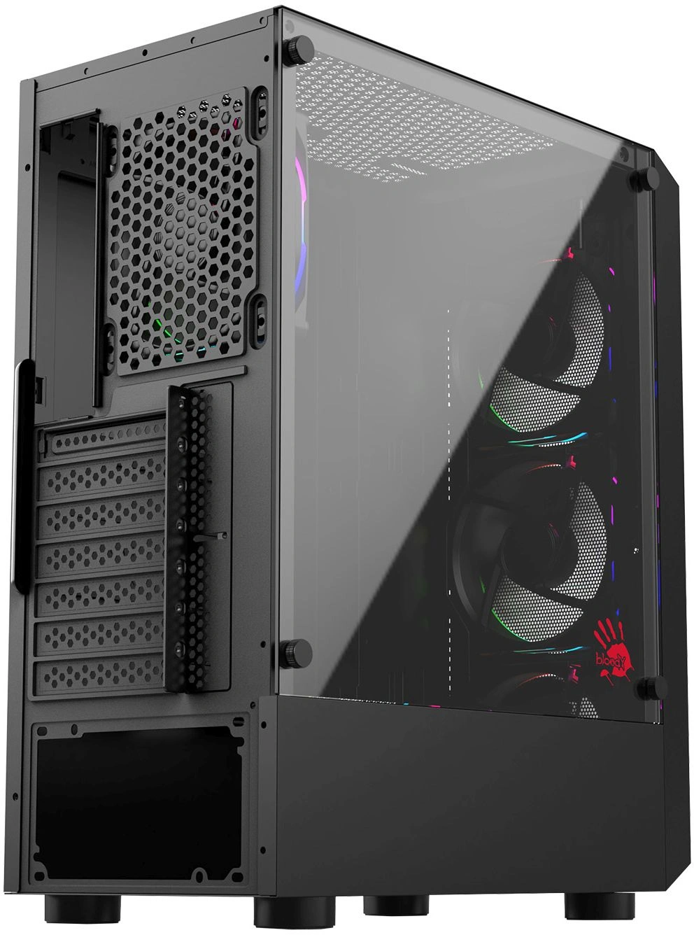 Корпус Bloody CC-126 черный без БП ATX 8x120mm 2xUSB2.0 1xUSB3.0 audio bott PSU — миниатюра 11
