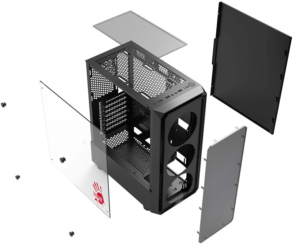 Корпус Bloody CC-126 черный без БП ATX 8x120mm 2xUSB2.0 1xUSB3.0 audio bott PSU — миниатюра 19