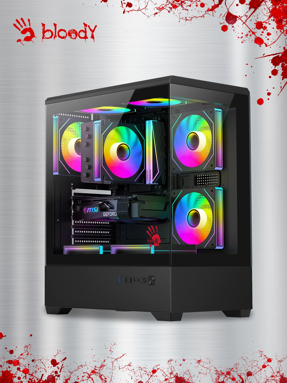 Корпус Bloody CC-127 черный без БП E-ATX 7x120mm 1xUSB2.0 2xUSB3.0 audio bott PSU — миниатюра 10