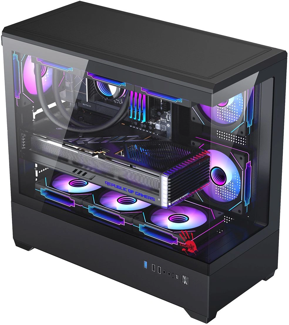 Корпус Bloody CC-128 черный без БП E-ATX 9x120mm 2xUSB2.0 1xUSB3.0 audio bott PSU — миниатюра 5