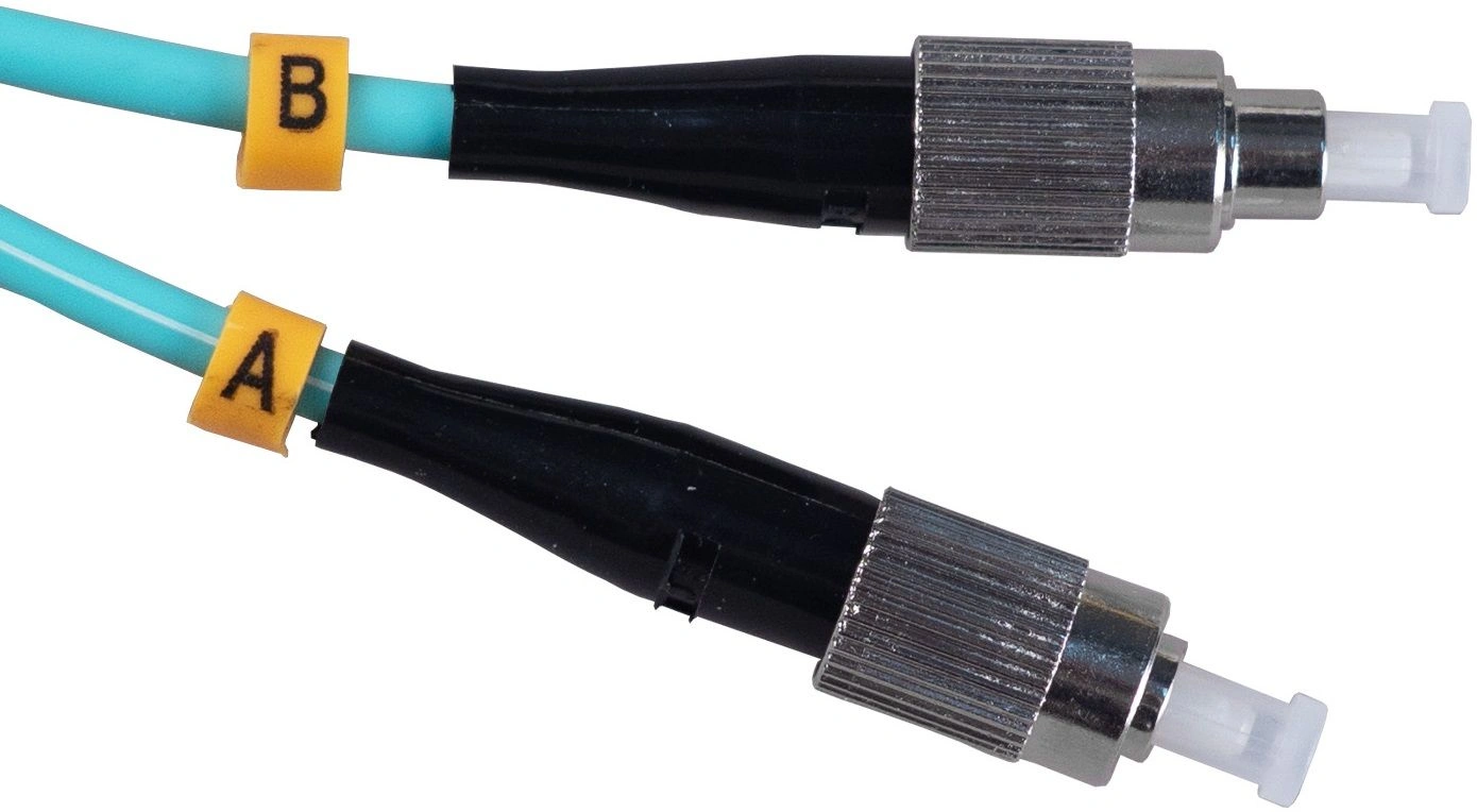 Патч-корд Cabeus FOP-50-FC-FC-1M 2x50/125 OM3 FC дуплекс-FC дуплекс 1м LSZH бирюзовый — фото 1