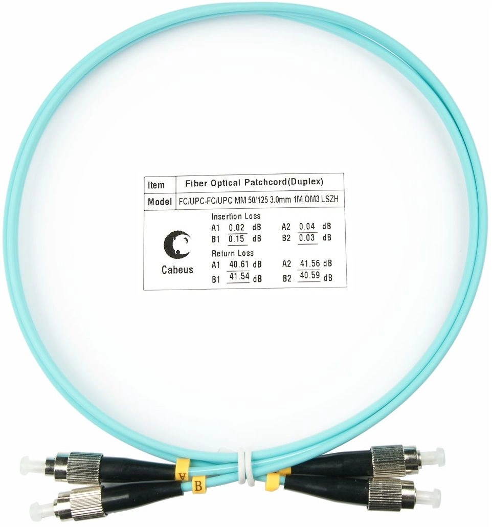 Патч-корд Cabeus FOP-50-FC-FC-1M 2x50/125 OM3 FC дуплекс-FC дуплекс 1м LSZH бирюзовый — миниатюра 2