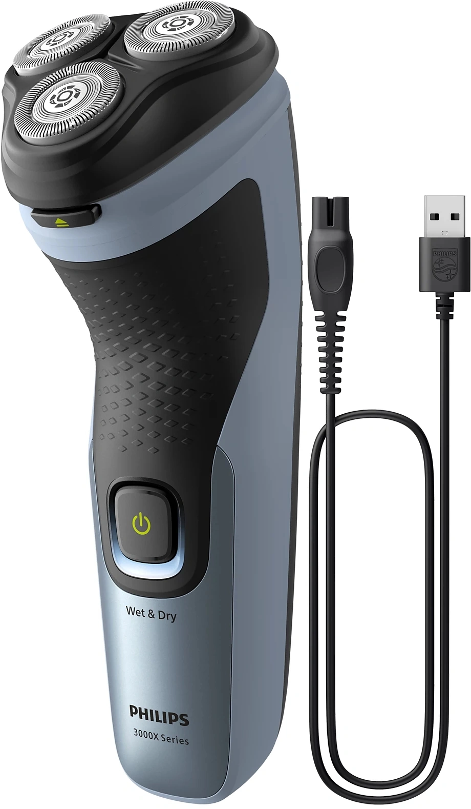 Бритва роторная Philips 3000X Series X3063/00 реж.эл.:3 питан.:аккум. черный/голубой — миниатюра 3