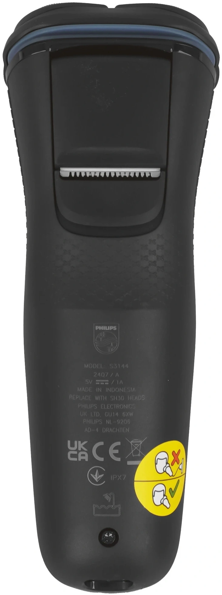 Бритва роторная Philips Series 3000 S3144/00 реж.эл.:3 питан.:аккум. черный/синий — миниатюра 2