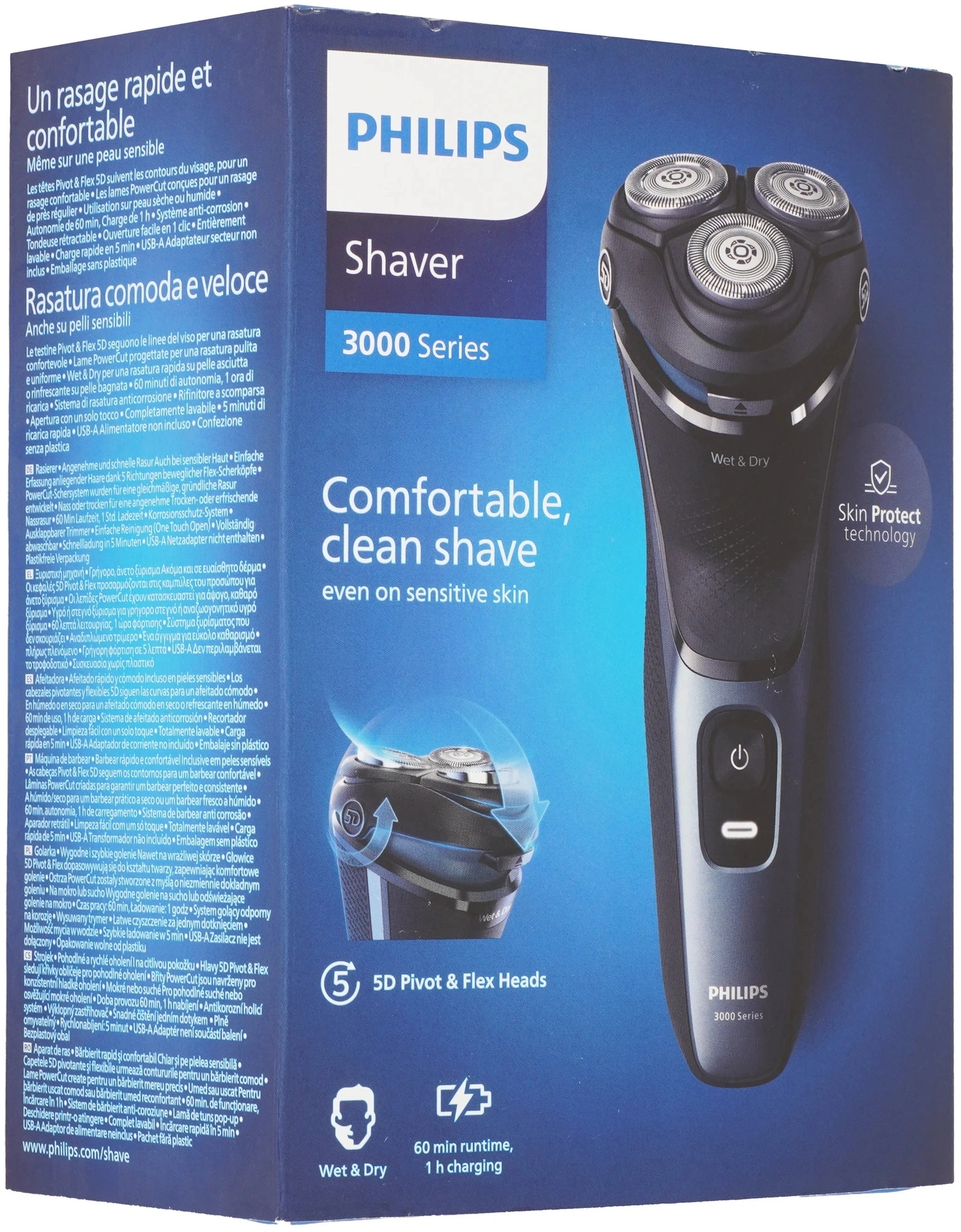 Бритва роторная Philips Series 3000 S3144/00 реж.эл.:3 питан.:аккум. черный/синий — миниатюра 9