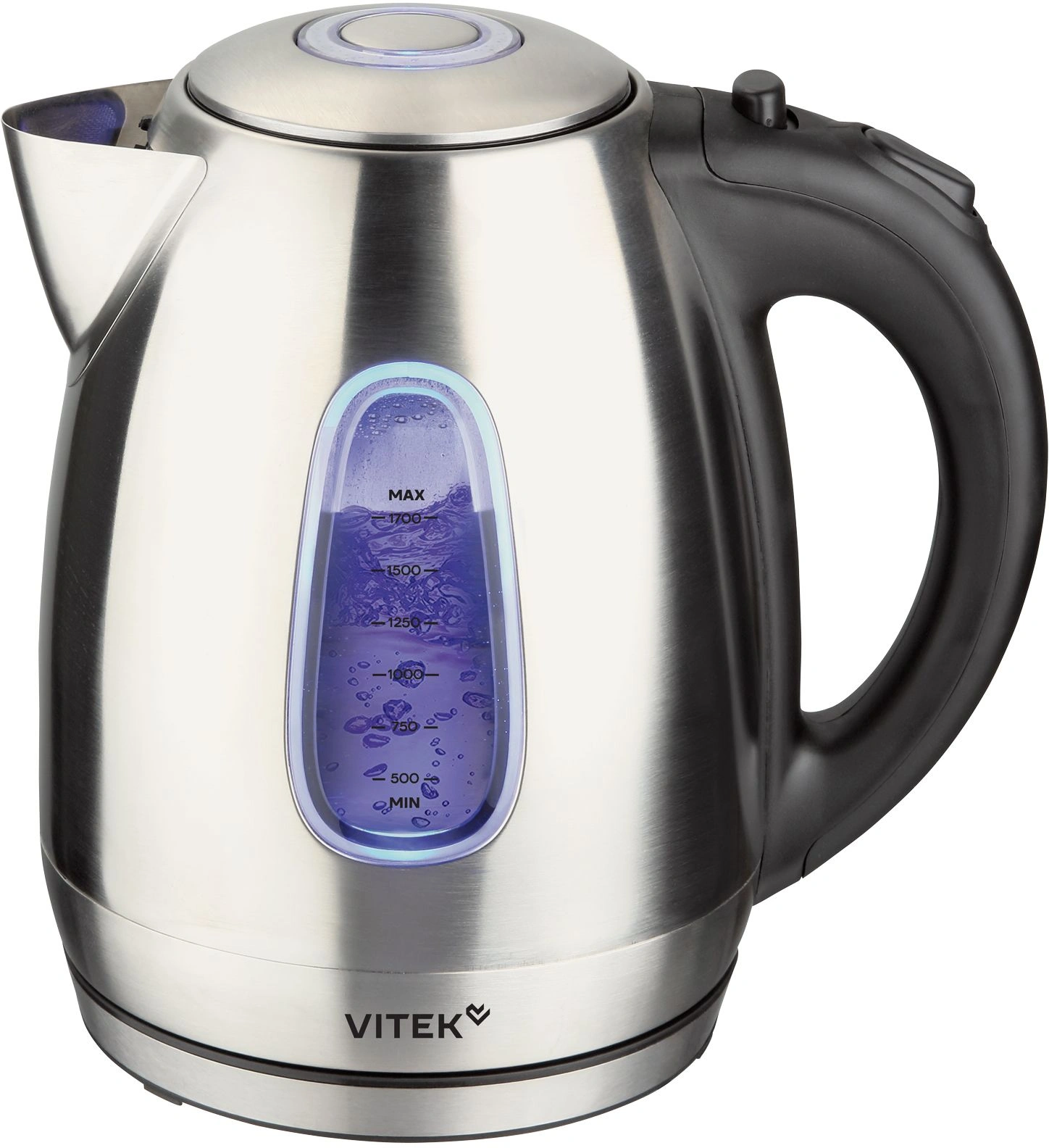Чайник электрический Vitek VT-WK1056 1.7л. 2200Вт серебристый матовый/черный корпус: металл — фото 1