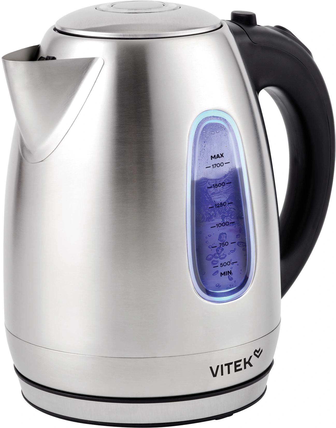 Чайник электрический Vitek VT-WK1056 1.7л. 2200Вт серебристый матовый/черный корпус: металл — миниатюра 2