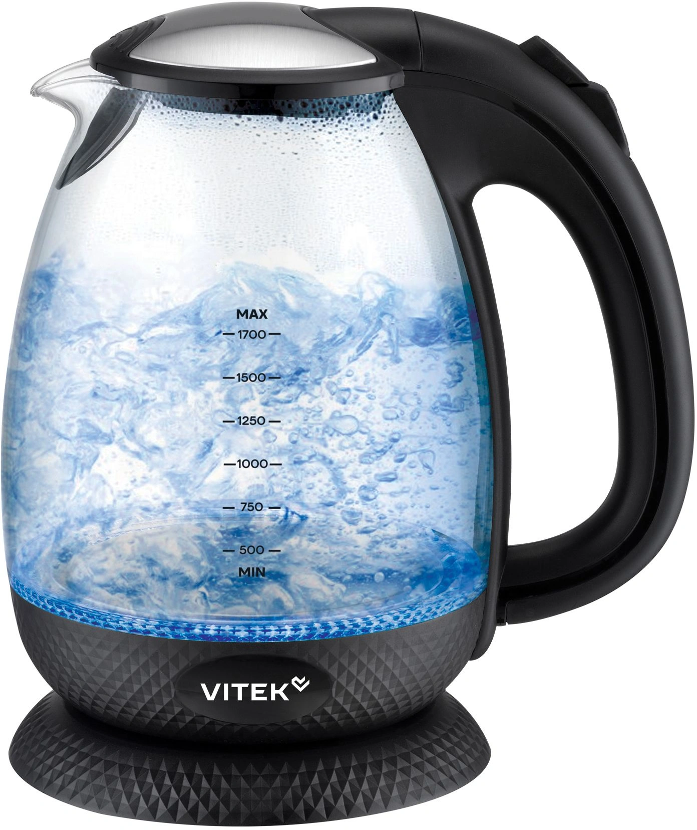 Чайник электрический Vitek VT-WK1057 1.7л. 2200Вт черный корпус: стекло — фото 1