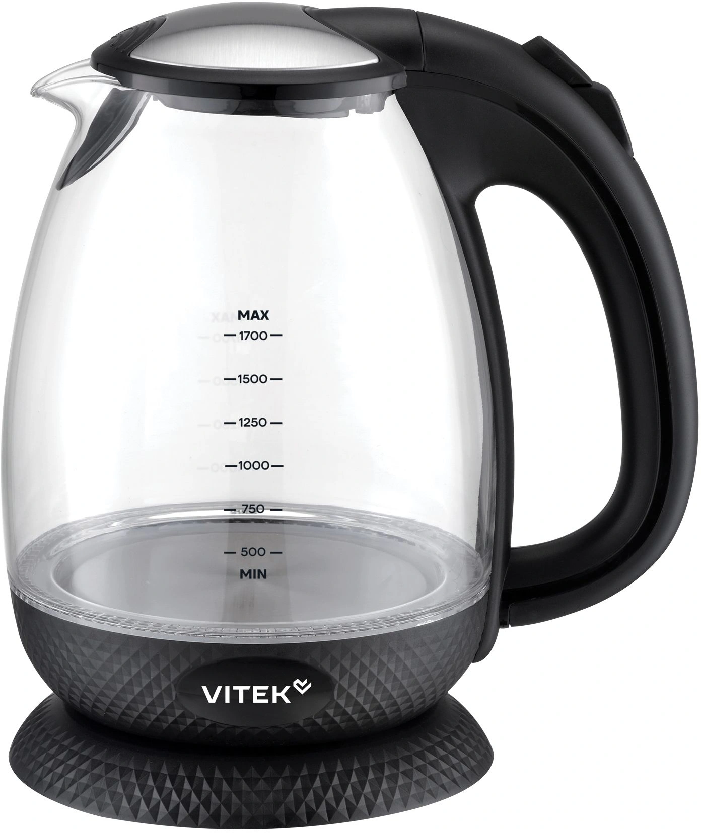 Чайник электрический Vitek VT-WK1057 1.7л. 2200Вт черный корпус: стекло — миниатюра 2
