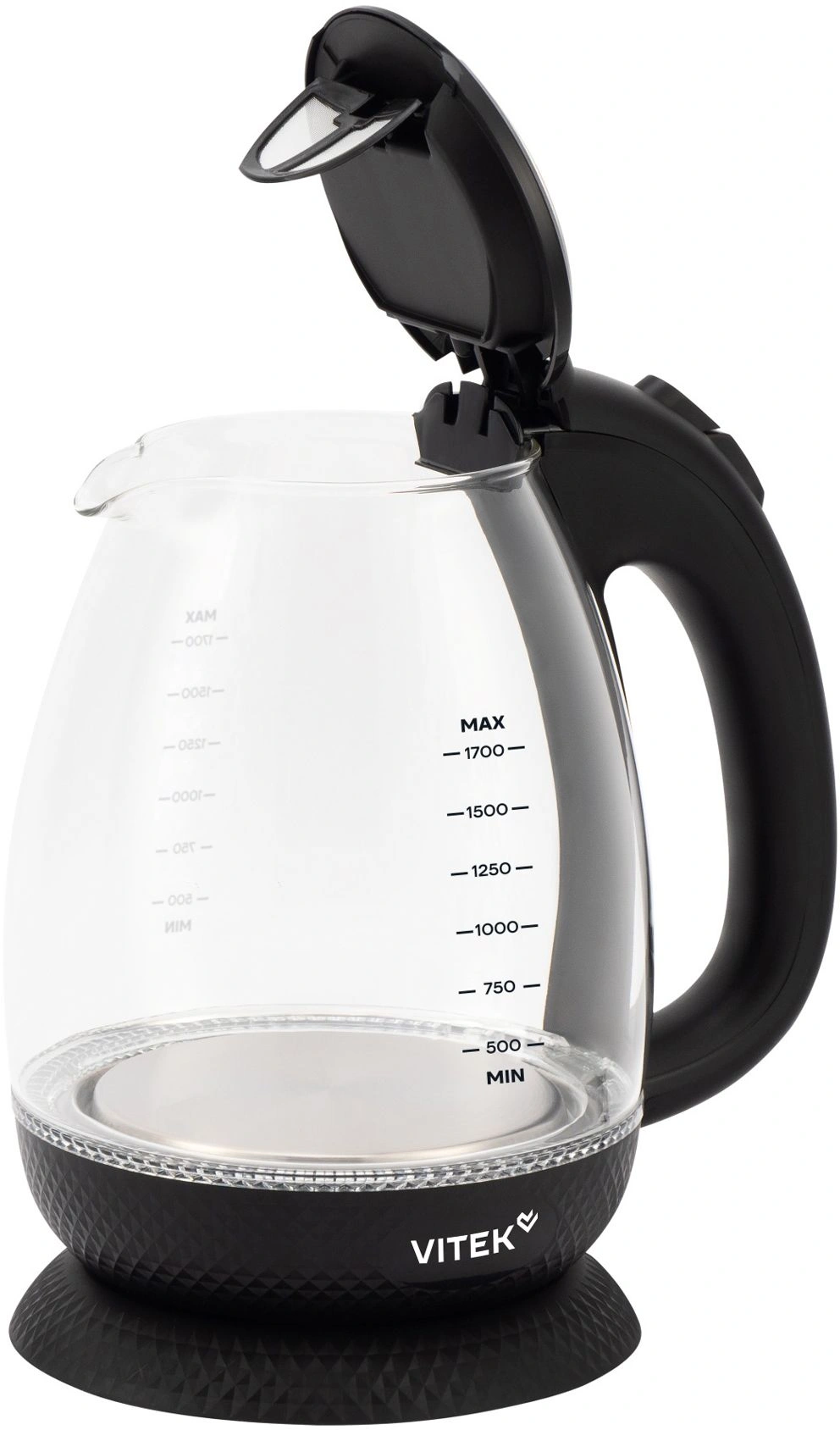 Чайник электрический Vitek VT-WK1057 1.7л. 2200Вт черный корпус: стекло — миниатюра 5