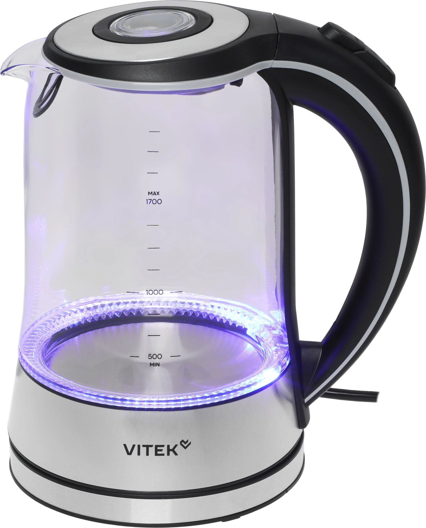 Чайник электрический Vitek VT-WK1009 1.7л. 2200Вт черный/серый корпус: стекло — миниатюра 10