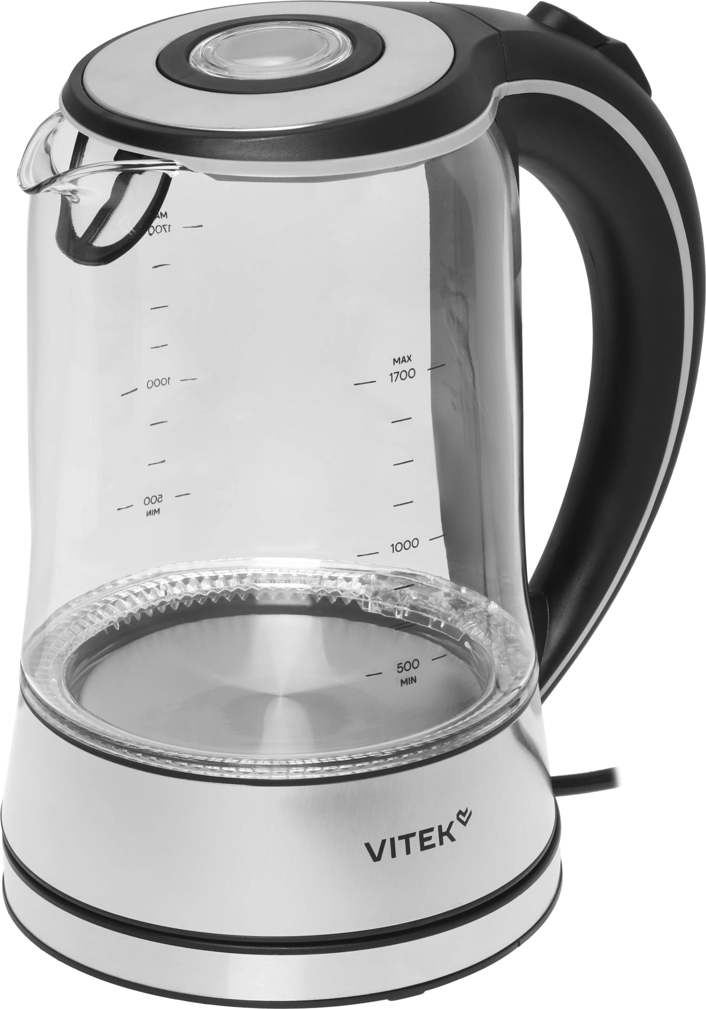 Чайник электрический Vitek VT-WK1009 1.7л. 2200Вт черный/серый корпус: стекло — миниатюра 9