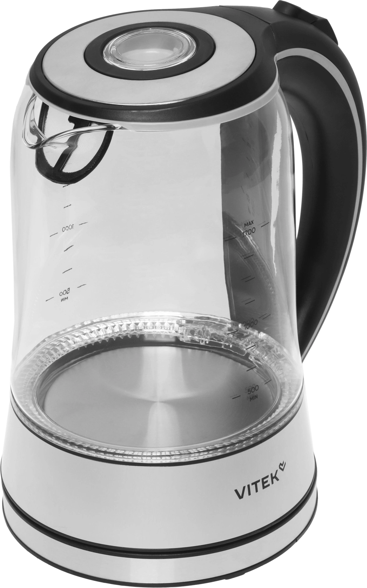 Чайник электрический Vitek VT-WK1009 1.7л. 2200Вт черный/серый корпус: стекло — миниатюра 11
