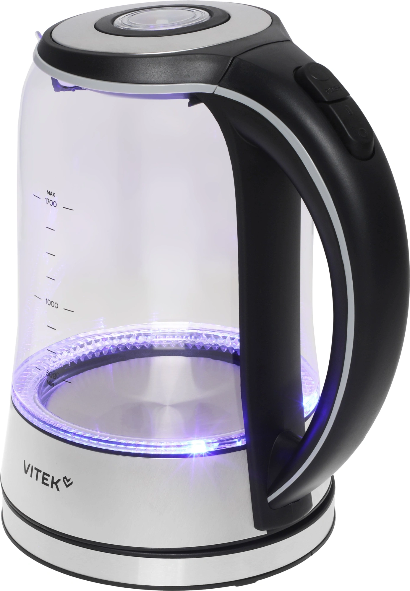 Чайник электрический Vitek VT-WK1009 1.7л. 2200Вт черный/серый корпус: стекло — миниатюра 12