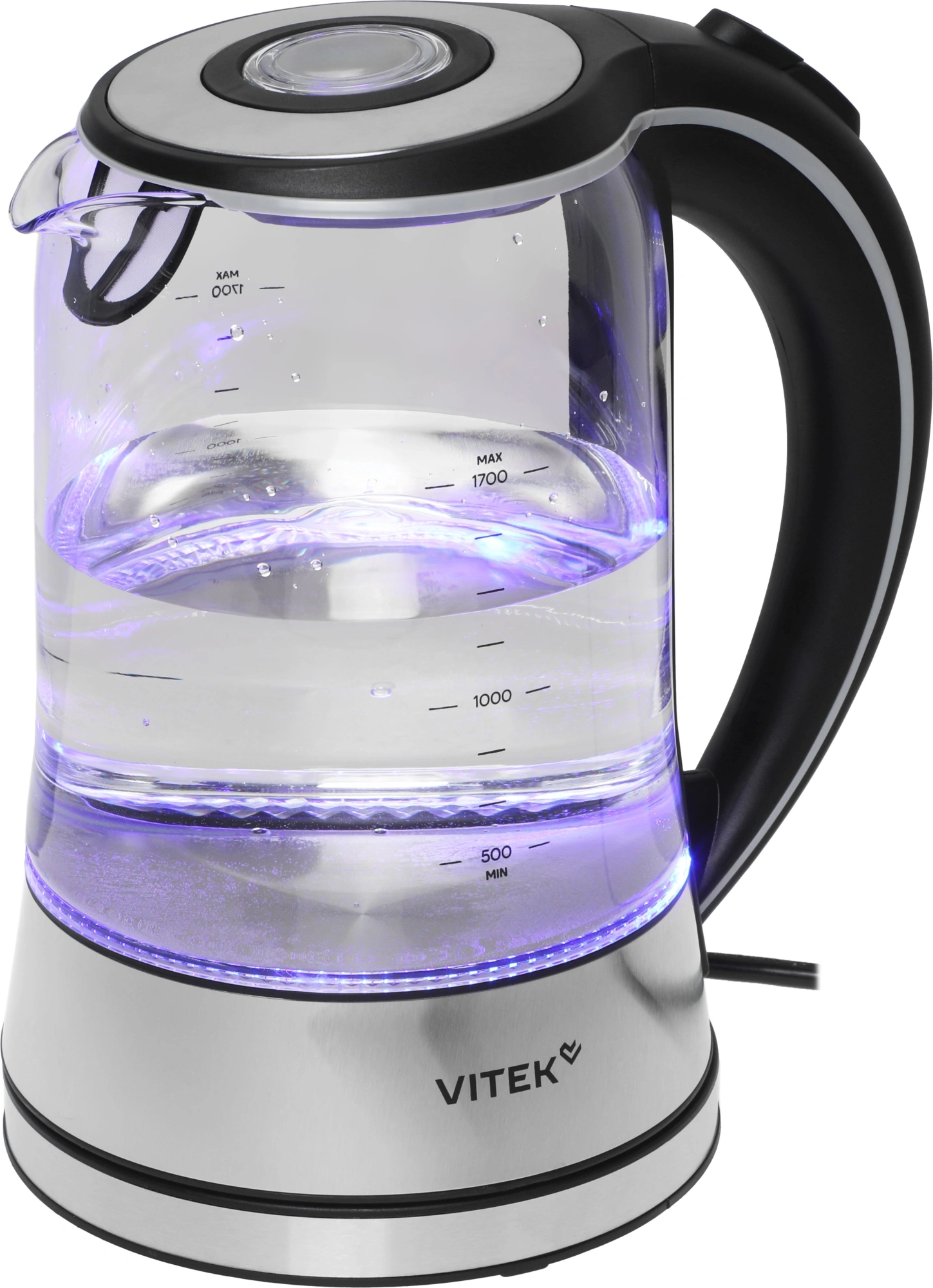 Чайник электрический Vitek VT-WK1009 1.7л. 2200Вт черный/серый корпус: стекло — миниатюра 13