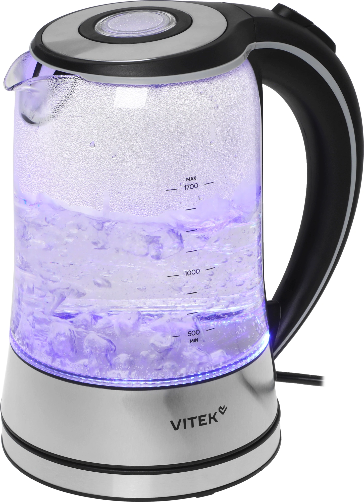 Чайник электрический Vitek VT-WK1009 1.7л. 2200Вт черный/серый корпус: стекло — миниатюра 14