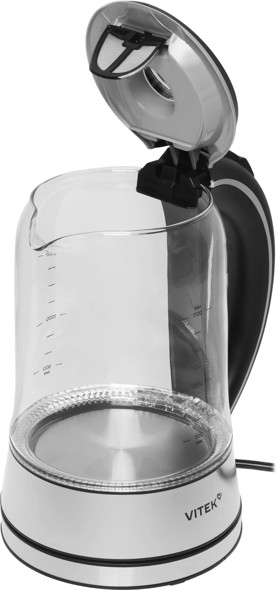 Чайник электрический Vitek VT-WK1009 1.7л. 2200Вт черный/серый корпус: стекло — миниатюра 15