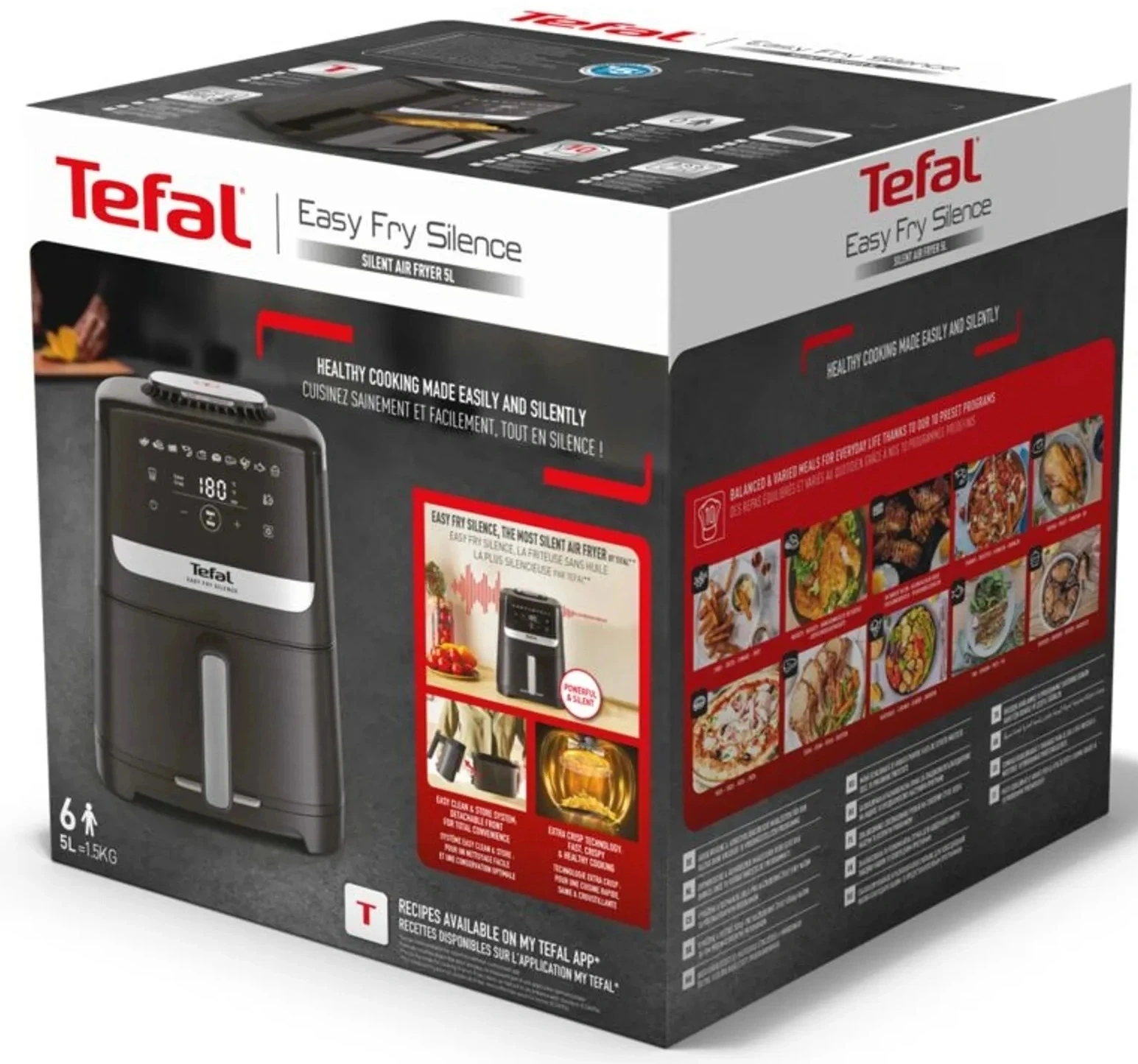 Аэрогриль Tefal EY5528E0 5л 1670Вт черный/серебристый (7211419374) — миниатюра 4