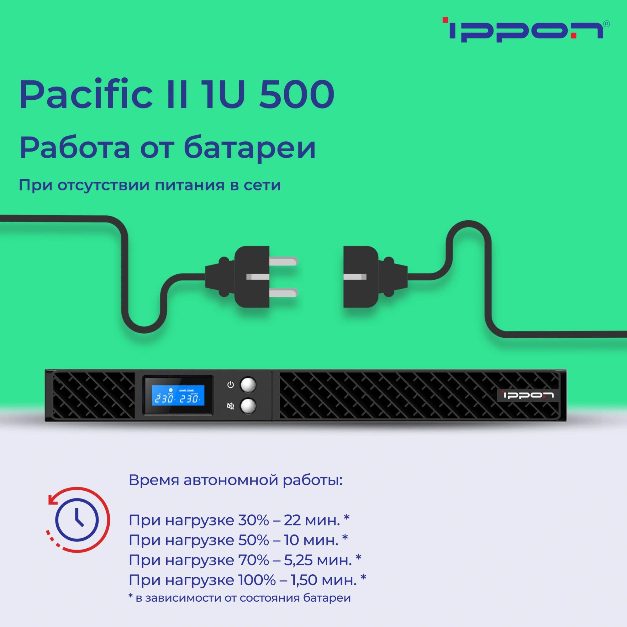 Источник бесперебойного питания Ippon Pacific II 1U 500 450Вт 500ВА черный — миниатюра 16