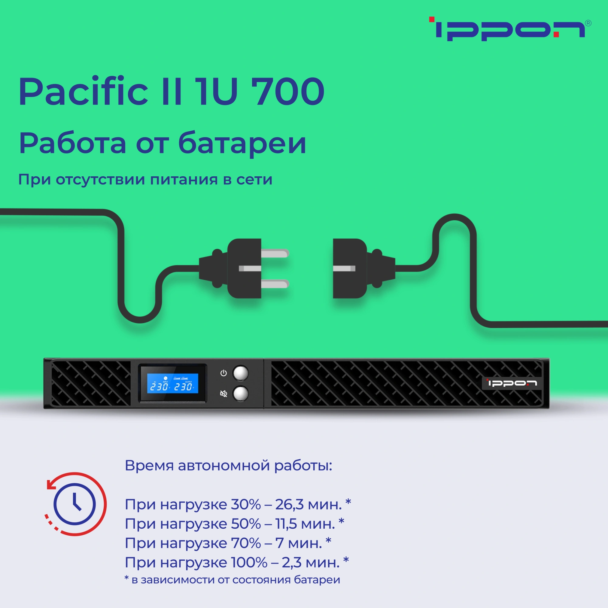 Источник бесперебойного питания Ippon Pacific II 1U 700 630Вт 700ВА черный — миниатюра 16