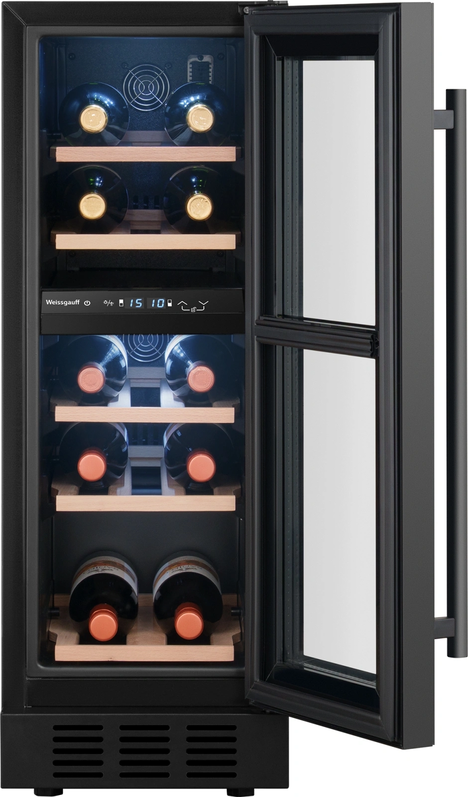 Винный шкаф Weissgauff WWCI-16 DB DualZone 1-нокамерн. черный глянц. (438723) — миниатюра 5