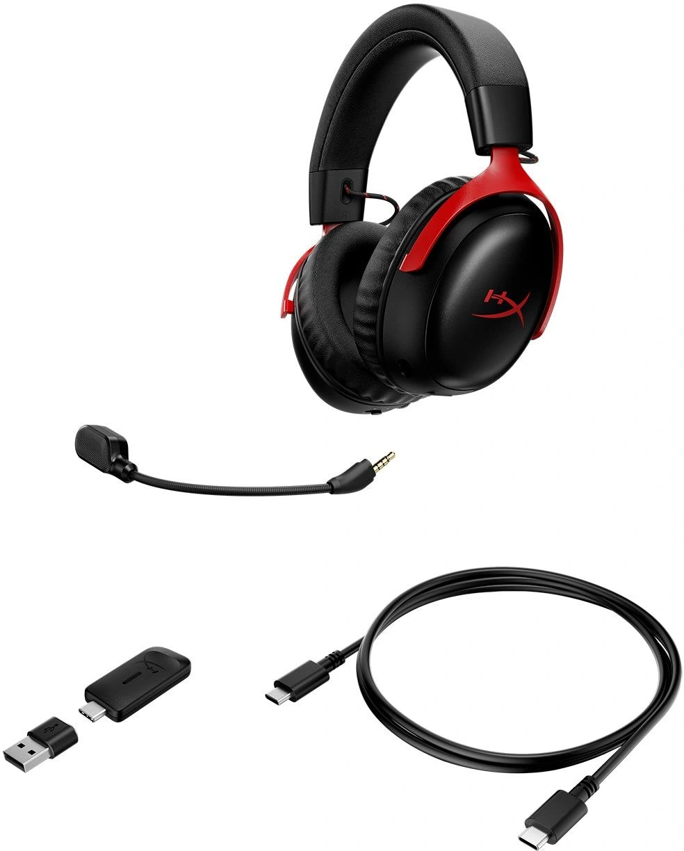Наушники с микрофоном HyperX Cloud III S Wireless черный/красный 0.5м мониторные BT оголовье (A59Z0AA) — миниатюра 8